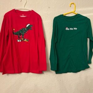 Festive Red and Green Kids Long Sleeve Shirts